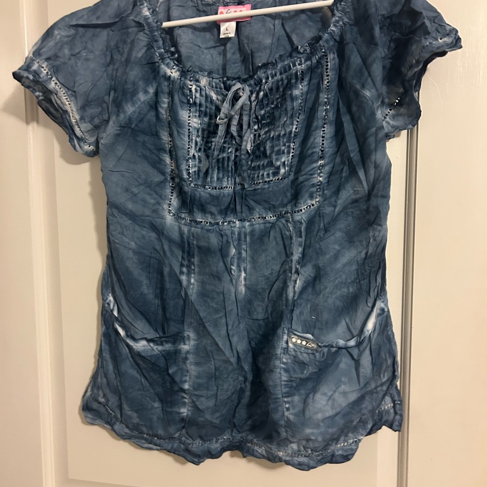 Koi Indigo Tie-Dye Blouse